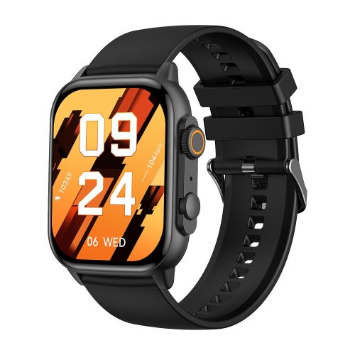 Inteligentné hodinky FitMate™ HK95 – čierne, s vymeniteľným čiernym silikónovým remienkom